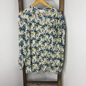 J. Jill Floral Button-Down Shirt Size M